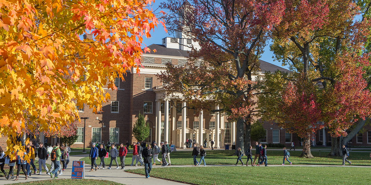  Students walking past the Farmer School of Business