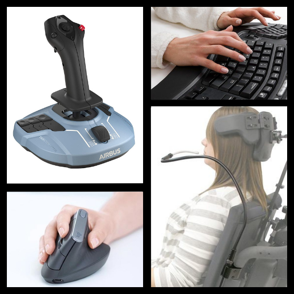 Alternative computer inputs including mouse, keyboard, and joystick.