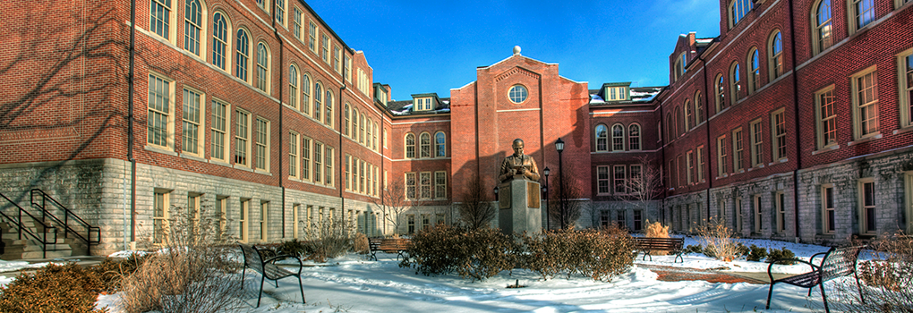 Wintertime view of McGuffey Hall looking eastward