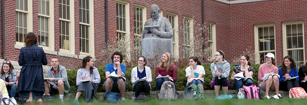 Class meeting outside McGuffey Hall
