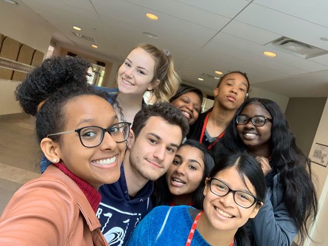 Students pose for a selfie