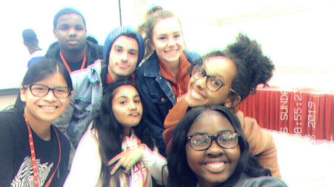 Students pose for a selfie