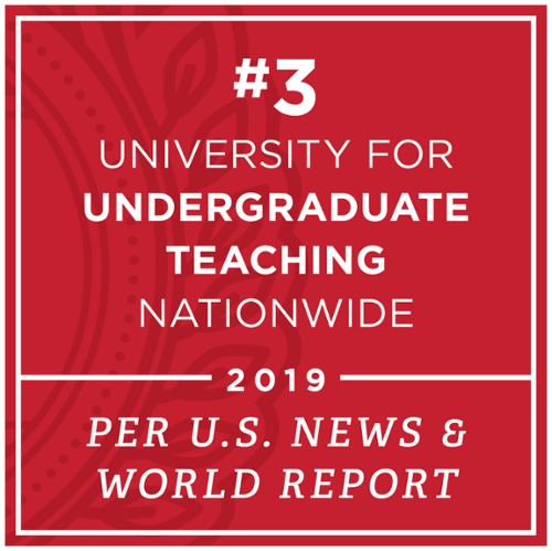 Number 3 for Undergraduate Teaching Nationwide by U.S. News and World Report in 2019.