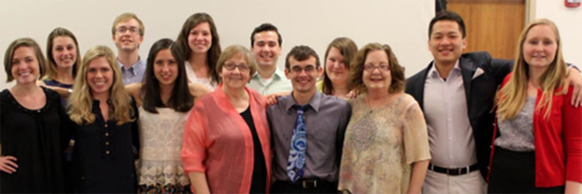 Kate Ronald with large group of students at the Howe.