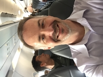Kent Covert on an airplane