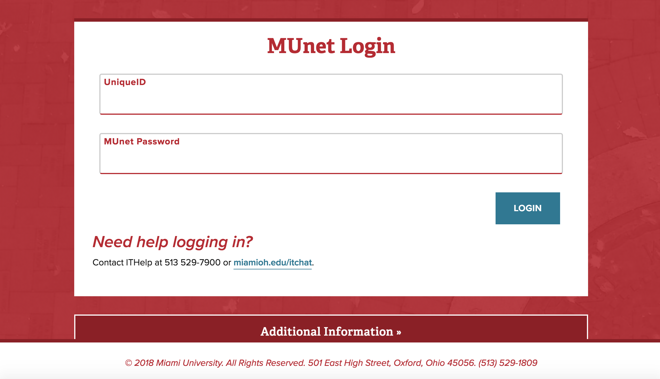 login prompts for username and password on a red background