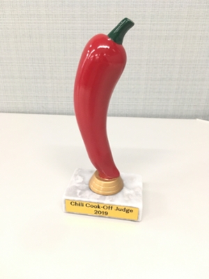 a trophy shaped like a chili pepper