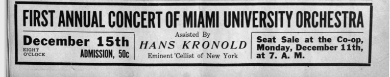 1915 ad for Miami U. Symphony