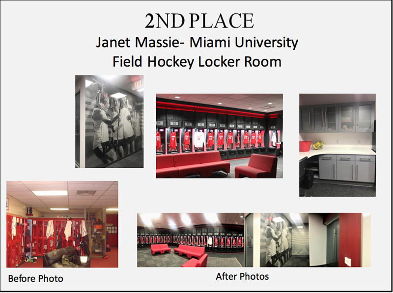 A design board for field hockey project, showing various views of the space