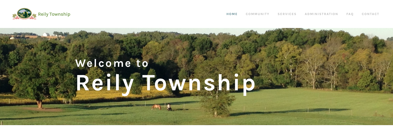 The Reily Township website homepage.
