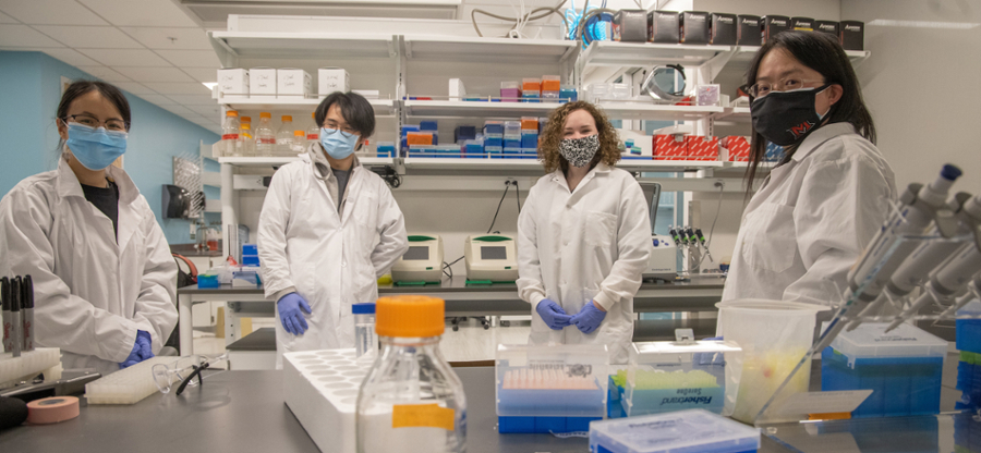 meixia-zhao-and-grad-students-in the-lab