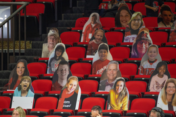 Volleyball Coach Carolyn Condit as a fan cutout