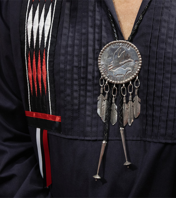 Myaamia ribbonwork and the Miami Tribe of Oklahoma seal wrought in silver