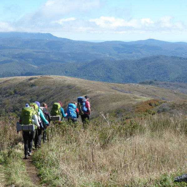 students backpacking