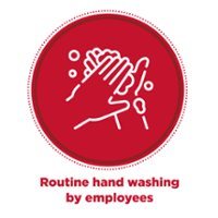 Routine hand washing by employees