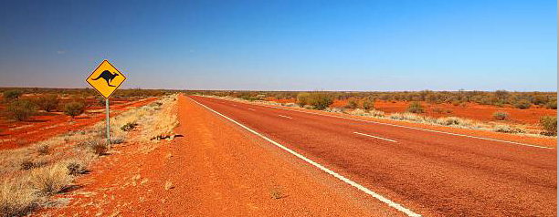  Australian outback scene with a kangaroo sign