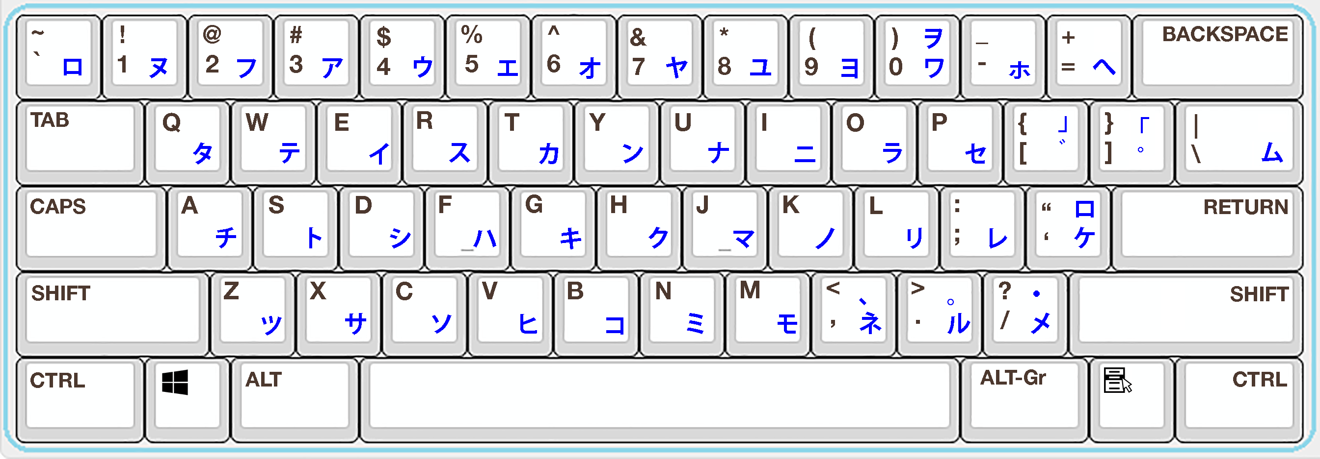 Japanese Windows Katakana Key Layout