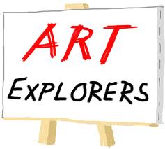 An easel with the words Art Explorers written on it