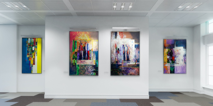 Art hanging in the gallery