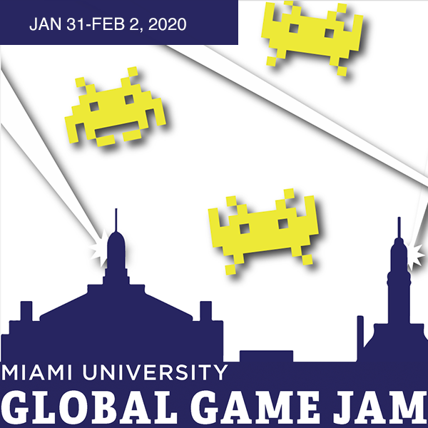 Space invaders descend on a skyline as an unseen player fires shots from the buildings