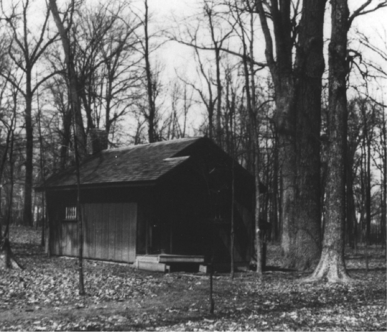 Historical photo of The Poet's Shack in Bishop Woods