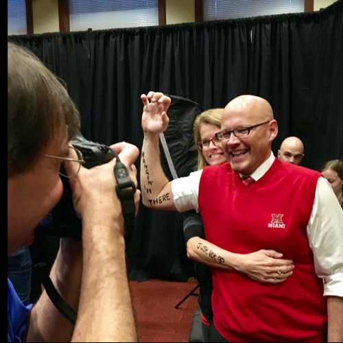 President Crawford and Renate getting their picture taken at Dear World