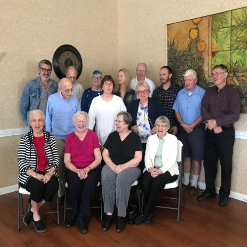 Members of the cast with residents at the Knolls of Oxford