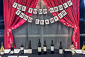 Todd Leshner group table, displaying a variety of wines