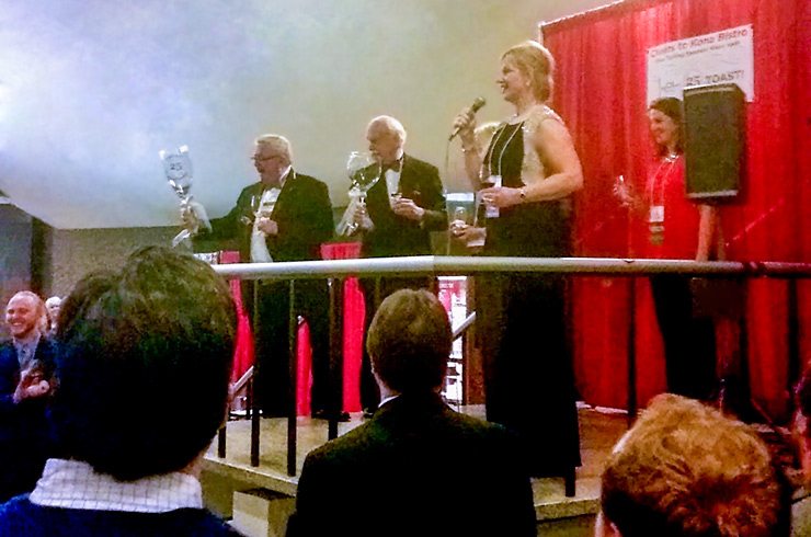 a Toast being given at the 2015 Wine Tasting Gala