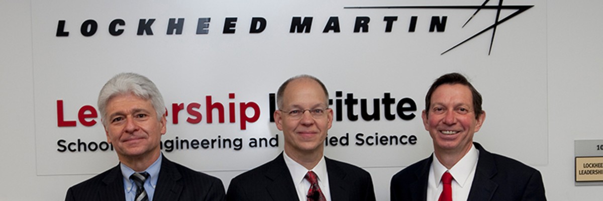 Dean of CEC Marek Dollár, Senior Vice President of Lockheed Martin Ray Johnson, and President Emeritus of Miami University David Hodge, at a Lockheed Martin function