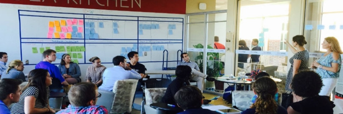 Idea Kitchen working with employees from Suncorp presenting Agile methodologies