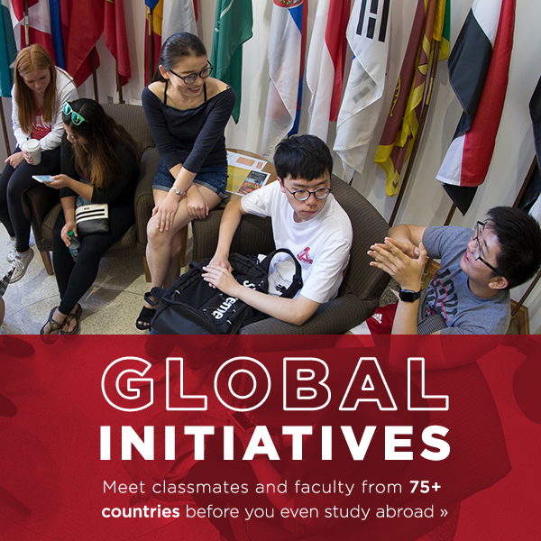  Global Initiatives: Meet students and faculty from 75+ countries before you even study abroad. Learn more.