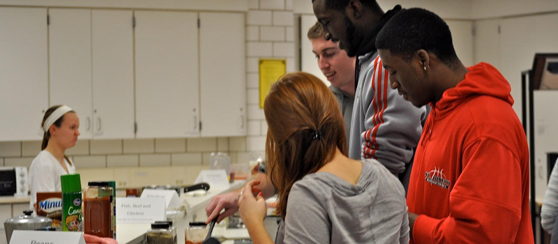 group of students cooking