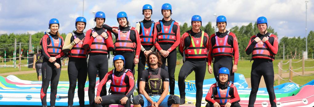  Students river rafting in New Zealand