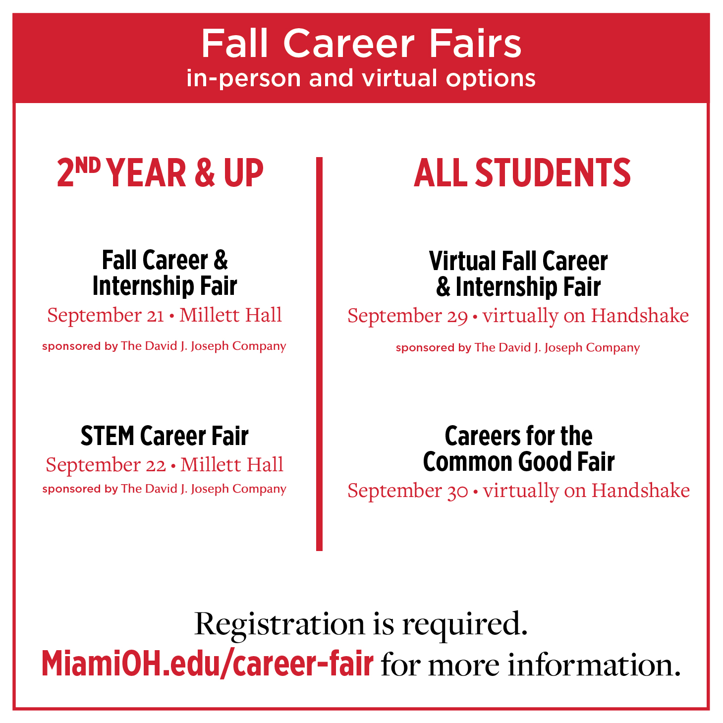 Attend the Fall Career Fairs