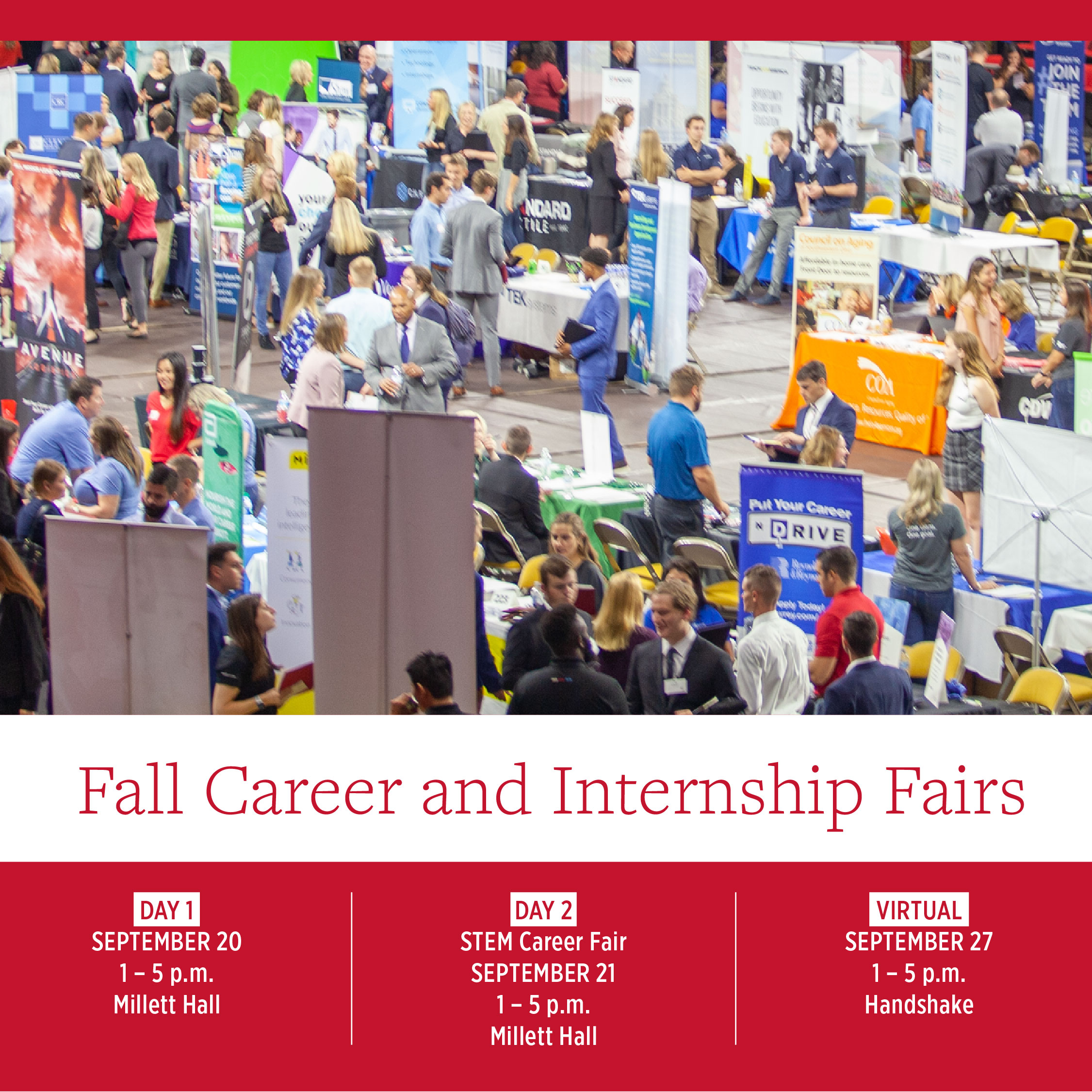  Photo of the Fall Career Fairs held on September 20, 21, and 27