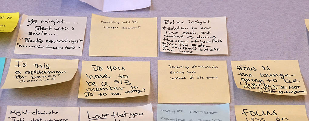 Sticky note suggestions after team explained idea