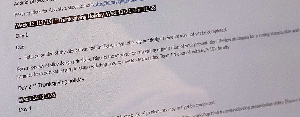 A computer screen showing a description of the assignment