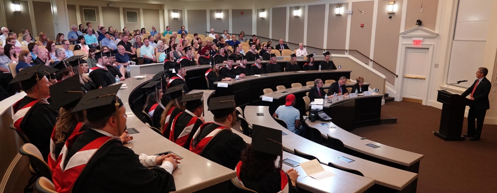 Wide shot of MBA graduation