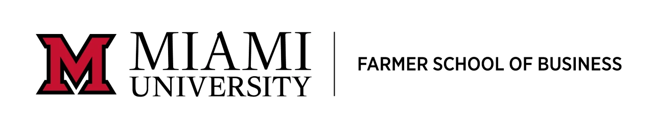 Miami University beveled m logo with Farmer School of Business text