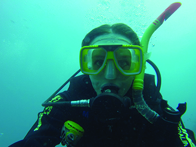 Miami student Ciara Lawson underwater
