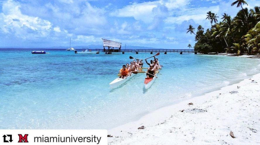 Miami students kayaking in Fiji