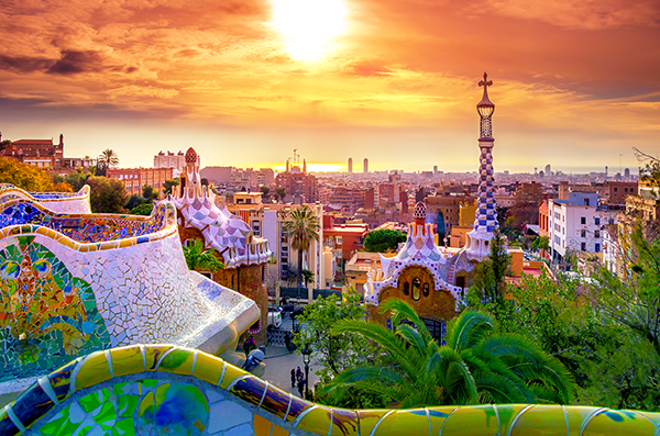 View of city of barcelona from park guell
