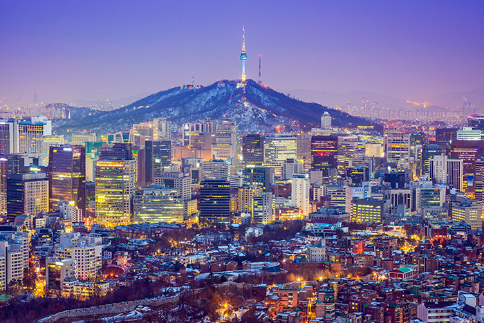 Evening view of Seoul skyline