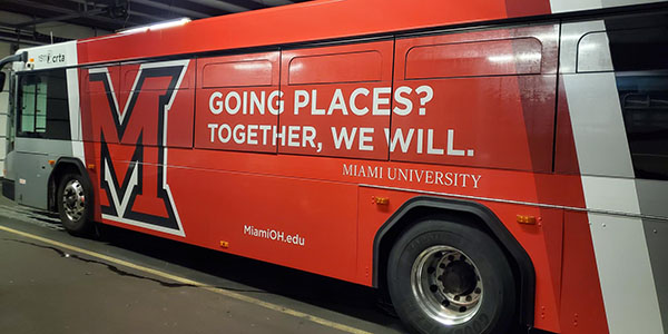 Miami University bus wrap on BCRTA bus