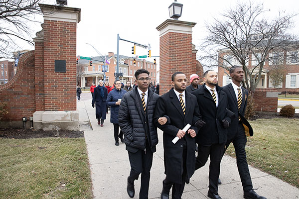 Several people took part in the Jan. 31 silent march at Miami University honoring Martin Luther King Jr.