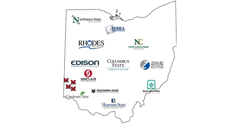 Map of distance site locations across the State of Ohio