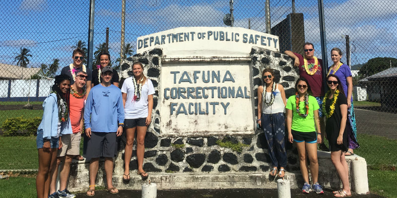 Group of Miami students at Tafuna Correctional Facility