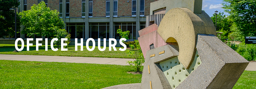 Office Hours. Hamilton campus sculpture located in the Quad.