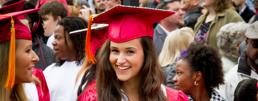 Student at graduation commencement ceremony